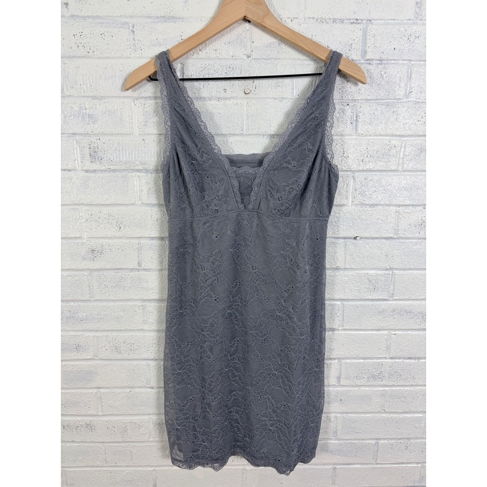 Soma Lace Mini Dress Womens M Gray Floral Lace V-Neck Sleeveless Bodycon